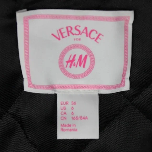 Versace‎ for H&M Leopard Tropical Baroque Cropped Bomber Jacket Blue Green US 6 - Picture 4 of 10